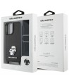 Karl Lagerfeld Saffiano Karl&Choupette Metal Pin CBDY Strap iPhone 16 Case - Black