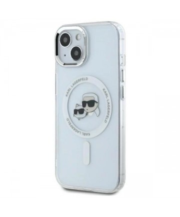 Karl Lagerfeld IML Metal Karl&Choupette Head MagSafe iPhone 14 Case - White