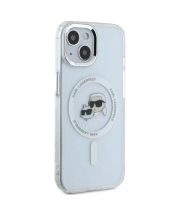 Karl Lagerfeld IML Metal Karl&Choupette Head MagSafe iPhone 14 Case - White