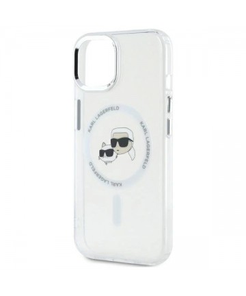 Karl Lagerfeld IML Metal Karl&Choupette Head MagSafe iPhone 14 Case - White