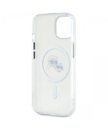 Karl Lagerfeld IML Metal Karl&Choupette Head MagSafe iPhone 14 Case - White