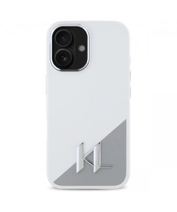 Karl Lagerfeld Silicone Initial Metal Logo MagSafe iPhone 16 Case - White
