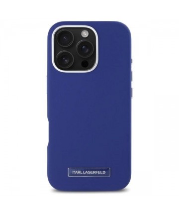 Karl Lagerfeld FW Metal Plate MagSafe iPhone 16 Pro Max Case - Blue