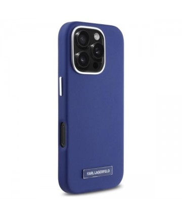 Karl Lagerfeld FW Metal Plate MagSafe iPhone 16 Pro Max Case - Blue