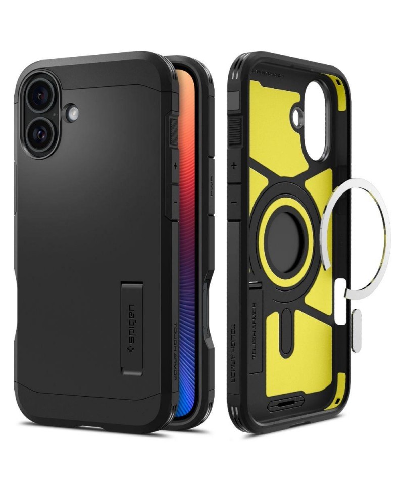 Spigen Tough Armor MagSafe case with stand for iPhone 16 - black