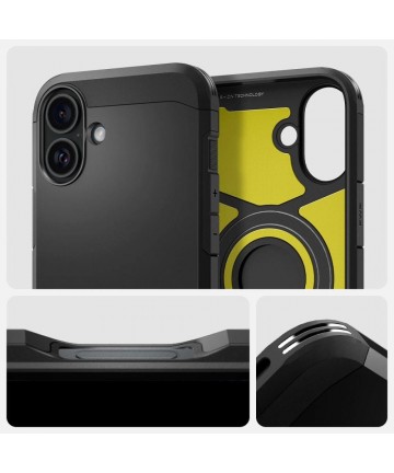 Spigen Tough Armor MagSafe case with stand for iPhone 16 - black