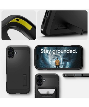 Spigen Tough Armor MagSafe case with stand for iPhone 16 - black