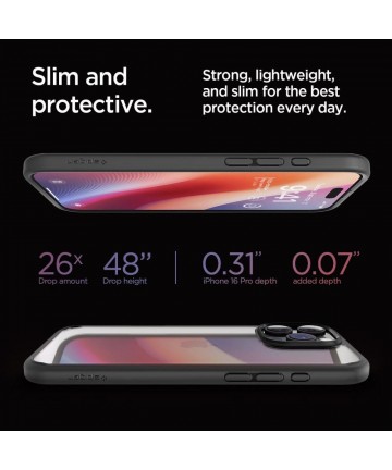 Spigen Ultra Hybrid iPhone 16 Pro Case - Matte Black