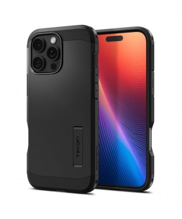 Spigen Tough Armor MagSafe Case with Stand for iPhone 16 Pro - Black
