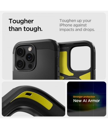 Spigen Tough Armor MagSafe Case with Stand for iPhone 16 Pro - Black