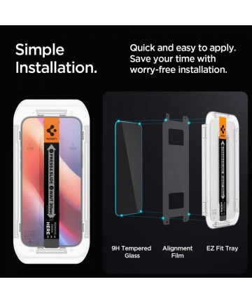 Spigen Glas.tR EZ Fit Privacy Tempered Glass for iPhone 16 Pro Max / 17 Pro Max - 2 pcs.