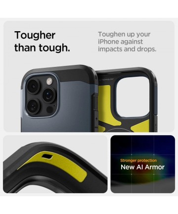 Spigen Tough Armor MagSafe Case with Stand for iPhone 16 Pro Max - Dark Gray