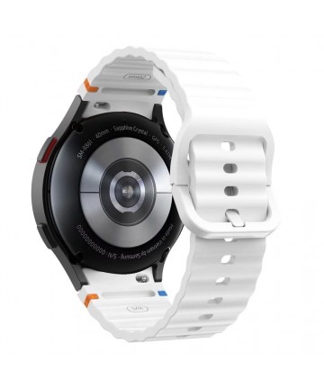 Tech-Protect Silicone Sport Strap for Samsung Galaxy Watch 4 / 5 / 5 Pro / 6 / 7 / FE - White