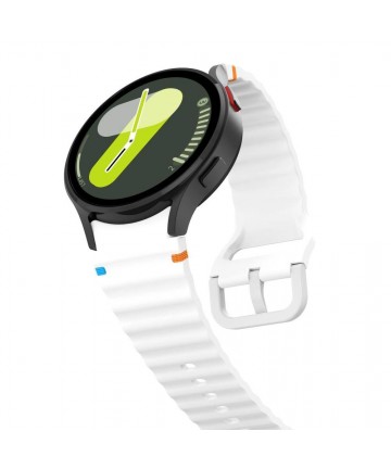 Tech-Protect Silicone Sport Strap for Samsung Galaxy Watch 4 / 5 / 5 Pro / 6 / 7 / FE - White