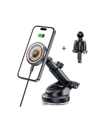 Tech-Protect MM15W MagSafe Car Holder with 15W Inductive Charger for Air Vent and Dashboard - Black