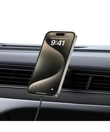Tech-Protect MM15W MagSafe Car Holder with 15W Inductive Charger for Air Vent and Dashboard - Black
