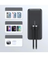 Powerbank Choetech B654 10000mAh 22.5W USB-A / USB-C / micro USB with built-in USB-C / Lightning cable - black