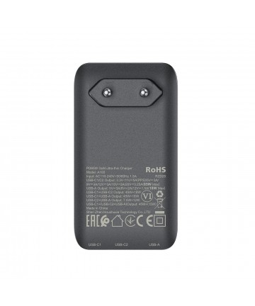 Acefast A100 65W GaN 2 USB-C+ USB-A Charger Ultra Slim - Black