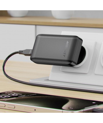 Acefast A100 65W GaN 2 USB-C+ USB-A Charger Ultra Slim - Black