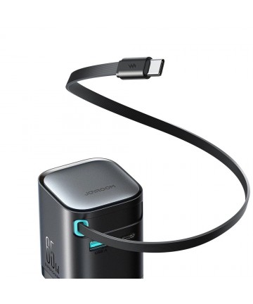 Joyroom JR-TCL02 65W USB-A USB-C GaN charger with built-in USB-C cable - black