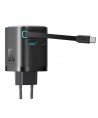 Joyroom JR-TCL02 65W USB-A USB-C GaN charger with built-in USB-C cable - black