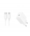 Joyroom JR-TCF20 USB-C PD 20W network charger - white + USB-C / USB-C cable 1m