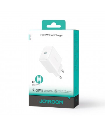 Joyroom JR-TCF20 USB-C PD 20W network charger - white + USB-C / USB-C cable 1m