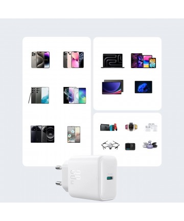 Joyroom JR-TCF24 USB-C PD 30W QC SFC network charger - white