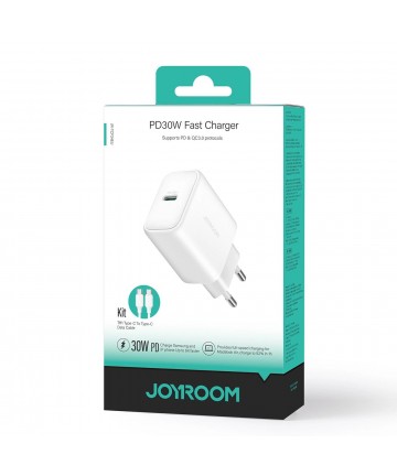 Joyroom JR-TCF24 USB-C PD 30W QC SFC network charger - white + 1m USB-C cable
