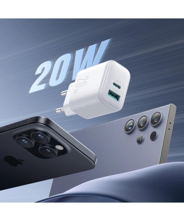 Joyroom JR-TCF21 network charger USB-C / USB-A 20W PD / QC 3.0 - white