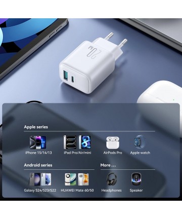 Joyroom JR-TCF21 network charger USB-C / USB-A 20W PD / QC 3.0 - white