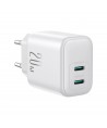 Joyroom JR-TCF12 mains charger 2x USB-C 20W PD / QC 3.0 - white
