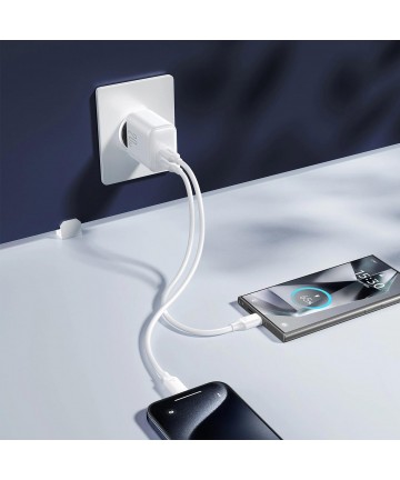 Joyroom JR-TCF12 mains charger 2x USB-C 20W PD / QC 3.0 - white