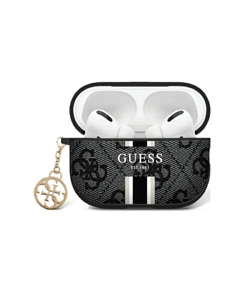 Guess GUA2P4RPSK AirPods 1/2 cover black/black 4G Printed Stripes Charm