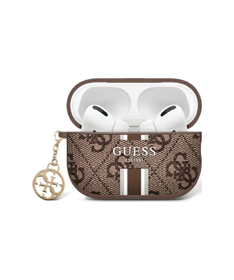 Guess GUA2P4RPSW AirPods 1/2 cover brown/brown 4G Printed Stripes Charm