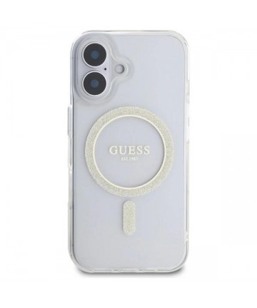 Guess GUHMP16MHFGERET iPhone 16 Plus 6.7" transparent hardcase IML Glitter Circle MagSafe