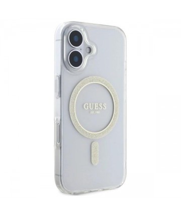Guess GUHMP16MHFGERET iPhone 16 Plus 6.7" transparent hardcase IML Glitter Circle MagSafe