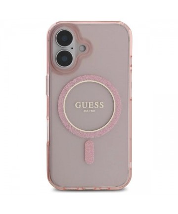 Guess GUHMP16SHFGEREP iPhone 16 6.1" pink/pink hardcase IML Glitter Circle MagSafe