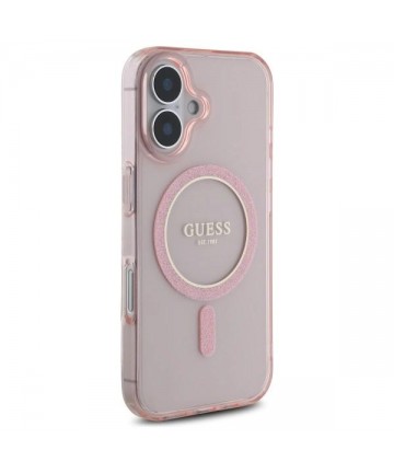 Guess GUHMP16SHFGEREP iPhone 16 6.1" pink/pink hardcase IML Glitter Circle MagSafe