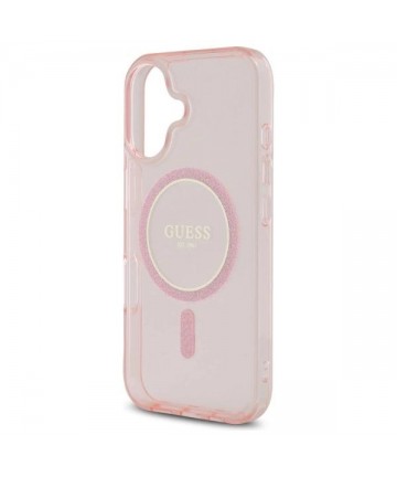 Guess GUHMP16SHFGEREP iPhone 16 6.1" pink/pink hardcase IML Glitter Circle MagSafe