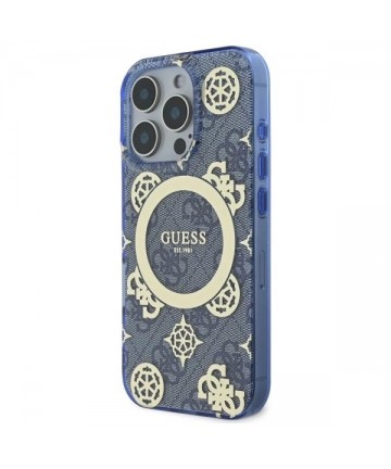 Guess GUHMP16XH4PYEEB iPhone 16 Pro Max 6.9" blue/blue hardcase IML Peony On 4G Background MagSafe