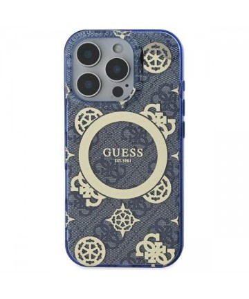Guess GUHMP16XH4PYEEB iPhone 16 Pro Max 6.9" blue/blue hardcase IML Peony On 4G Background MagSafe