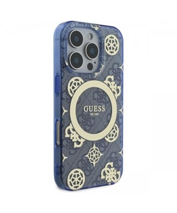 Guess GUHMP16XH4PYEEB iPhone 16 Pro Max 6.9" blue/blue hardcase IML Peony On 4G Background MagSafe