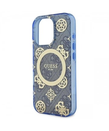 Guess GUHMP16XH4PYEEB iPhone 16 Pro Max 6.9" blue/blue hardcase IML Peony On 4G Background MagSafe