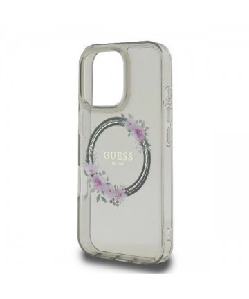Guess GUHMP16XHFWFCK iPhone 16 Pro Max 6.9" black/black hardcase IML Flowers Wreath MagSafe