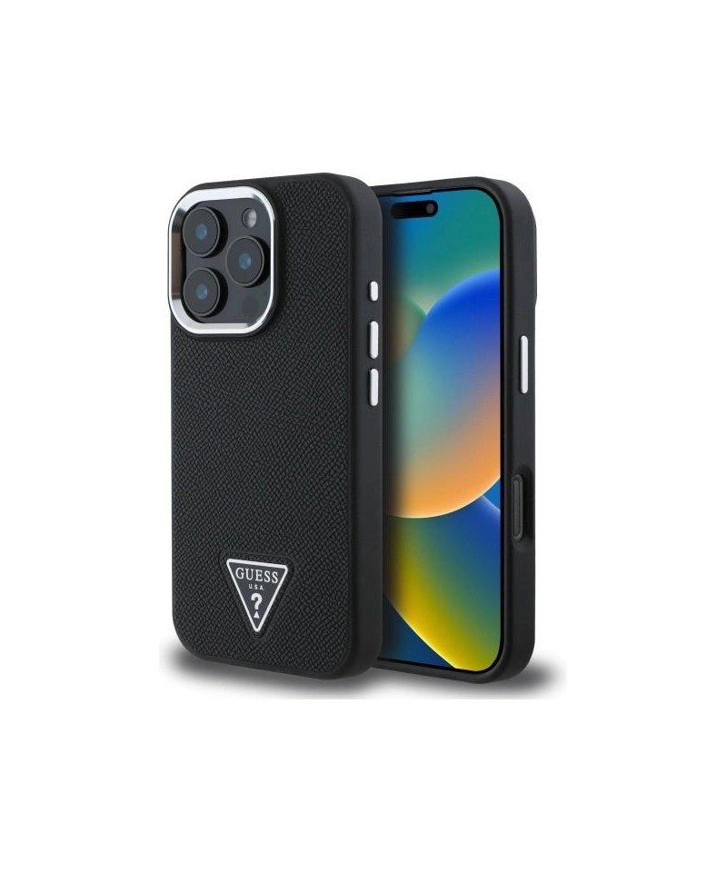 Guess GUHMP16XPGTSPSK iPhone 16 Pro Max 6.3" black/black hardcase Grained Triangle MagSafe