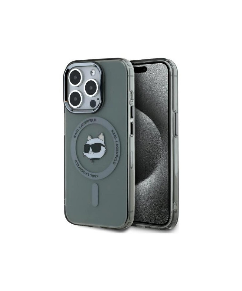 Karl Lagerfeld KLHMP15LHLSCHK iPhone 15 Pro 6.1" black/black hardcase IML Metal Choupette Head MagSafe