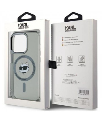 Karl Lagerfeld KLHMP15LHLSCHK iPhone 15 Pro 6.1" black/black hardcase IML Metal Choupette Head MagSafe