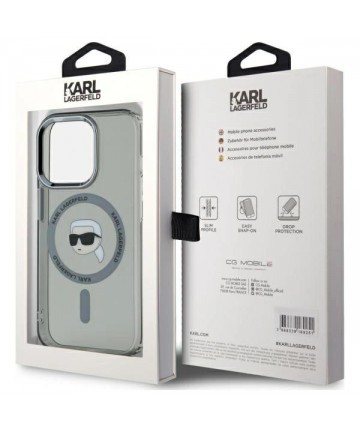 Karl Lagerfeld KLHMP15LHLSKIK iPhone 15 Pro 6.1" black/black hardcase IML Metal Karl Head MagSafe
