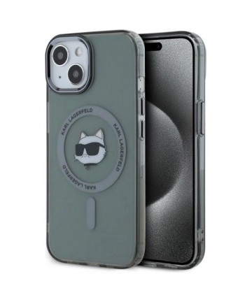 Karl Lagerfeld KLHMP15SHLSCHK iPhone 15 6.1" black/black hardcase IML Metal Choupette Head MagSafe